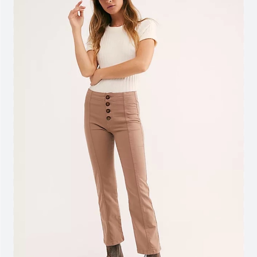 Free people Women's Tan Button-Front Pants size 0